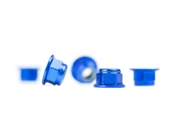 M4 Flanged Blue Aluminum Locknut | 5 Pack