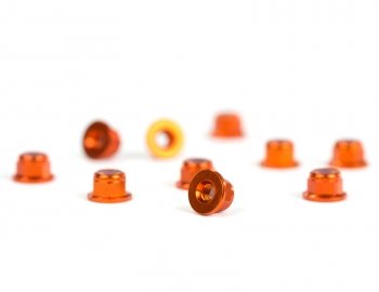 M3 Flanged Orange Aluminum Locknut | 10 Pack