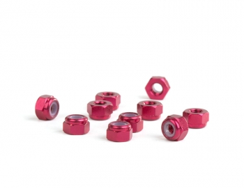 M3 Red Aluminum Locknut | 10 Pack